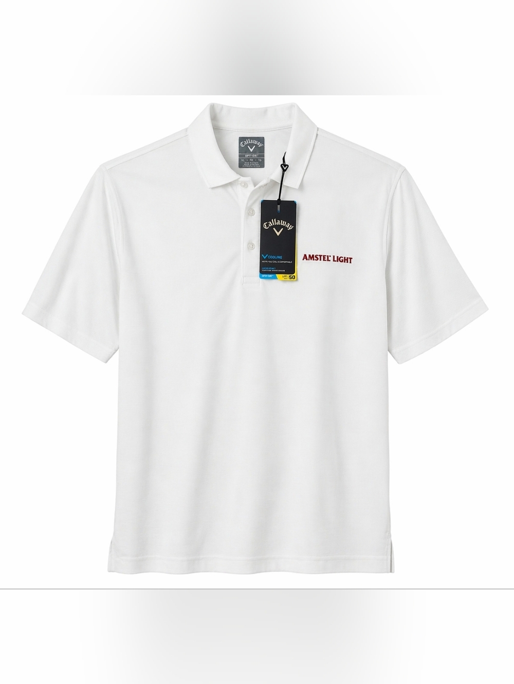 Callaway Opti-Dri Polo XL White NWT Golf Shirt UPF 50 Amstel Light